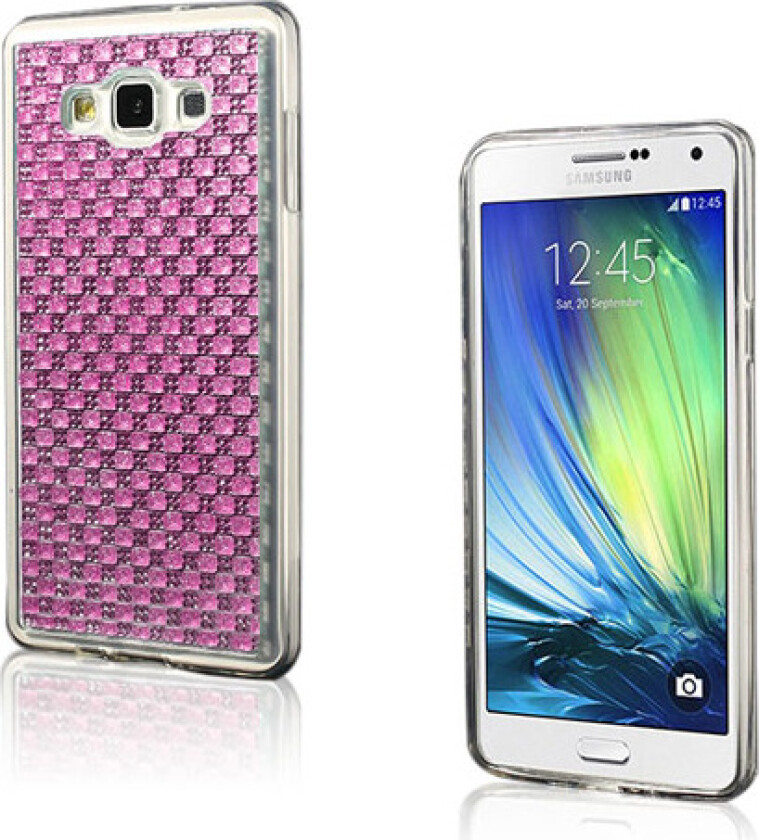 Plum Blossom - Mønstret gel deksel med krystaller - TPU deksel til Samsung Galaxy A7 SM-A700F - rosa