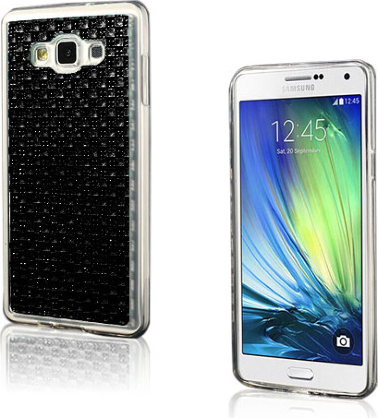 Plum Blossom - Mønstret gel deksel med krystaller - TPU deksel til Samsung Galaxy A7 SM-A700F - sort