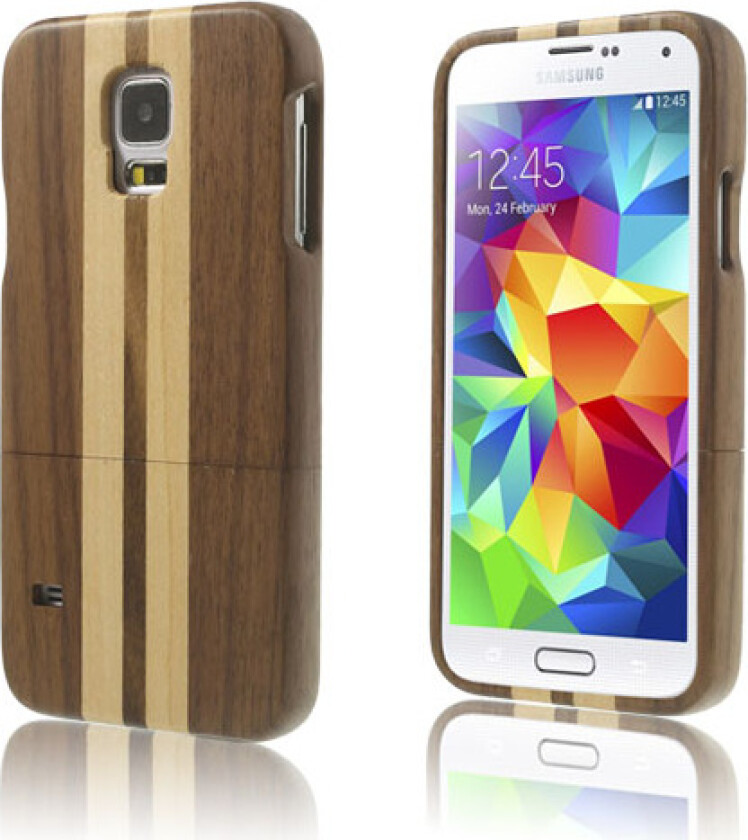 Natural (Striper) Samsung Galaxy S5 Ekte Wood Deksel