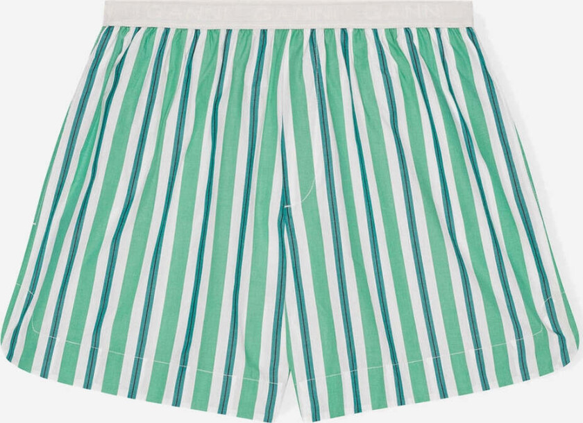 Stripe Cotton Elasticated Shorts - Creme de Menthe
