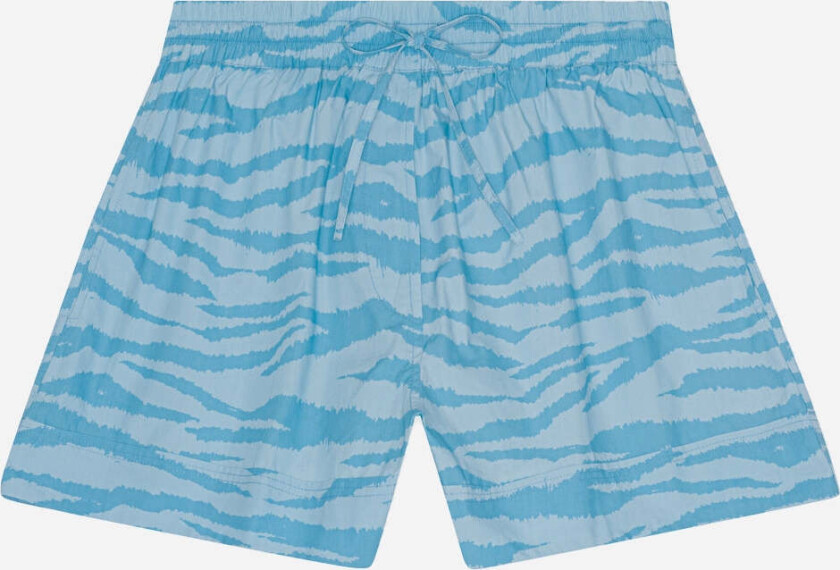 Printed Cotton Elasticated Shorts - Ethereal Blue