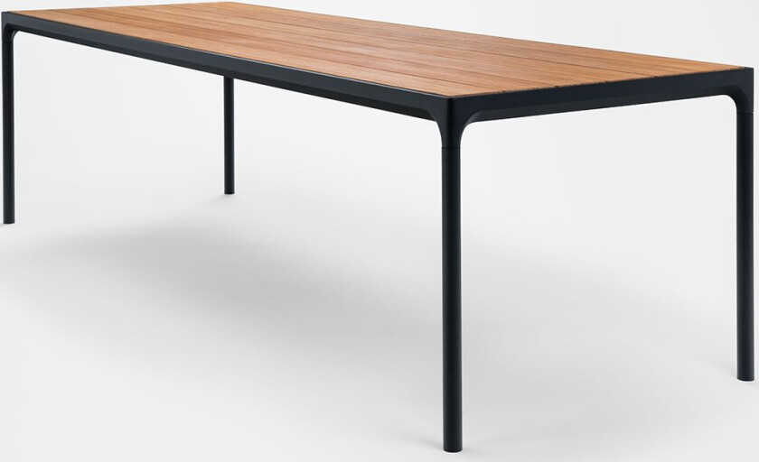 Fire spisebord 270x90 cm svart/bambus aluminium