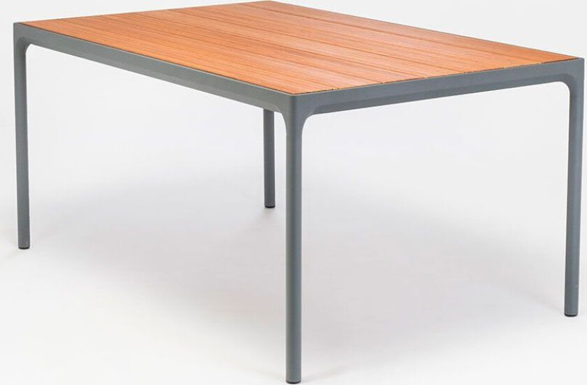 Fire spisebord 160x90 cm grå/bambus aluminium