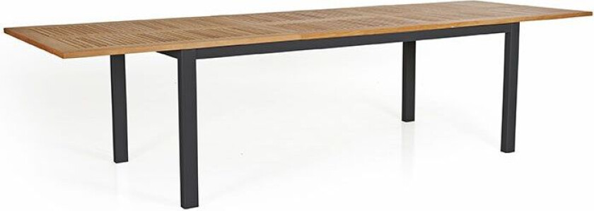 Lyon spisebord 100 x 224-304 cm svart/teak