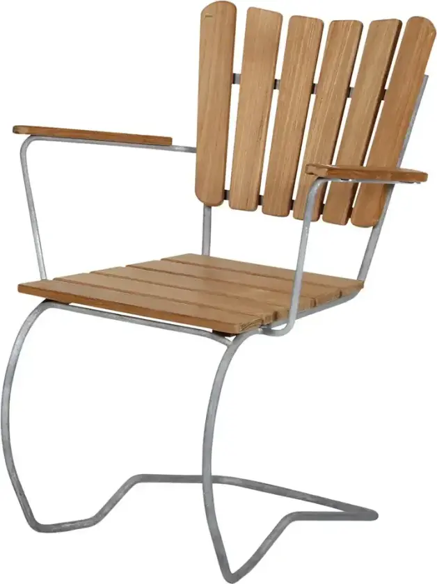 56-stolen, armlenestol galvanisert/teak