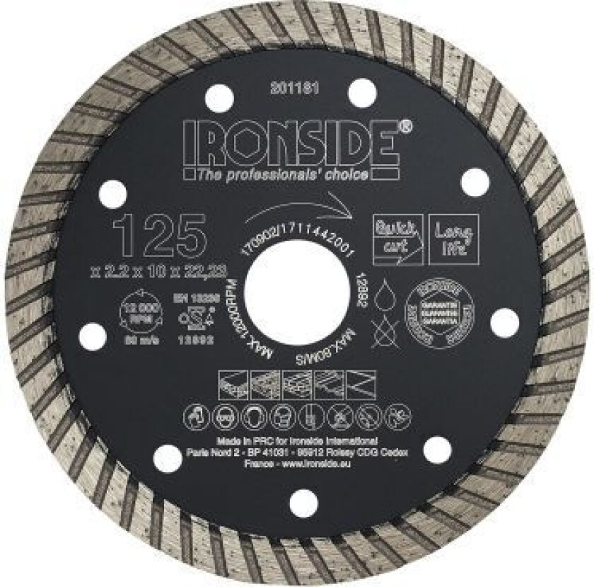 201181 Kappeskive 125 x 22,23 x 2,2 mm