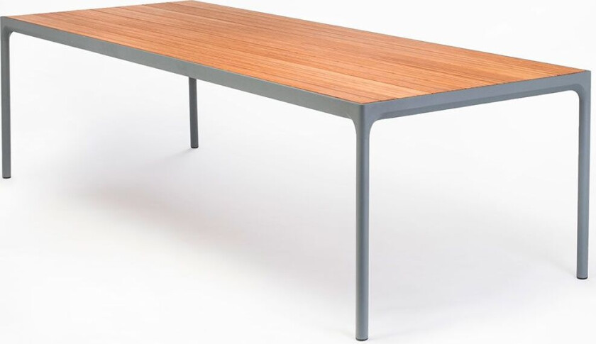 Fire spisebord 270x90 cm grå/bambus aluminium