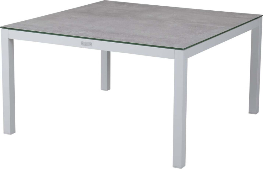 Belfort salongbord hvit/grå aluminium 90 x 90 3D-printet glassplate