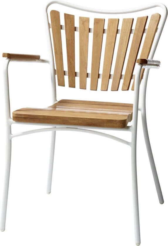 Hard Karmstol hvid/teaktræ