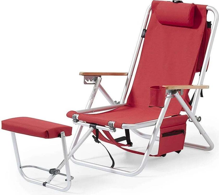 Roxy strandstol med kjølebag og mobil lomme rød