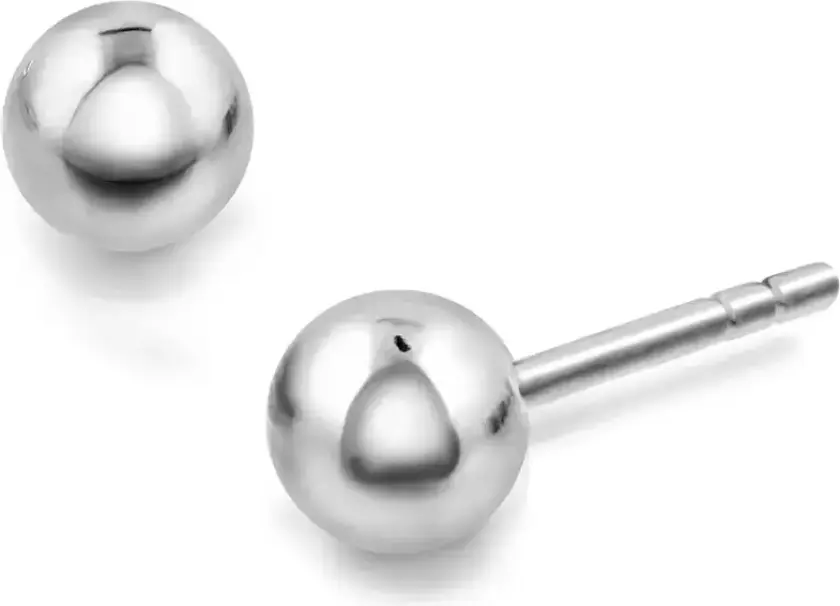 Øredobber i 585 hvitt gull kule, 4 mm