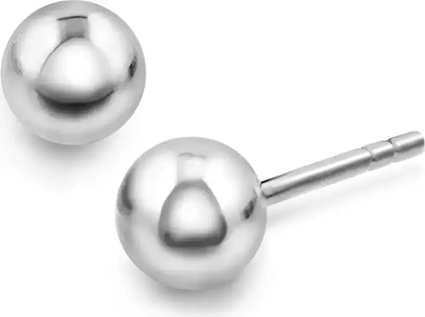 Øredobber i 585 hvitt gull kule, 6 mm