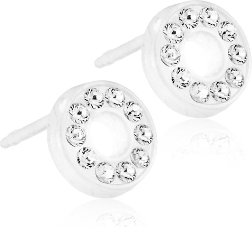 Øredobber i medisinsk plast med klare Swarovski krystaller