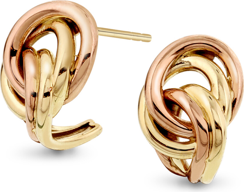 Øredobber i 585 gult og rosègull med knute