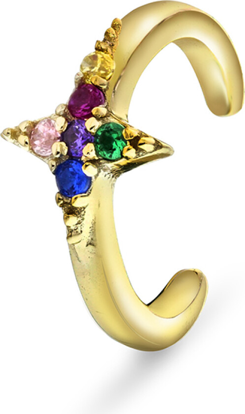 Ear cuff i forgylt sølv med zirkonia