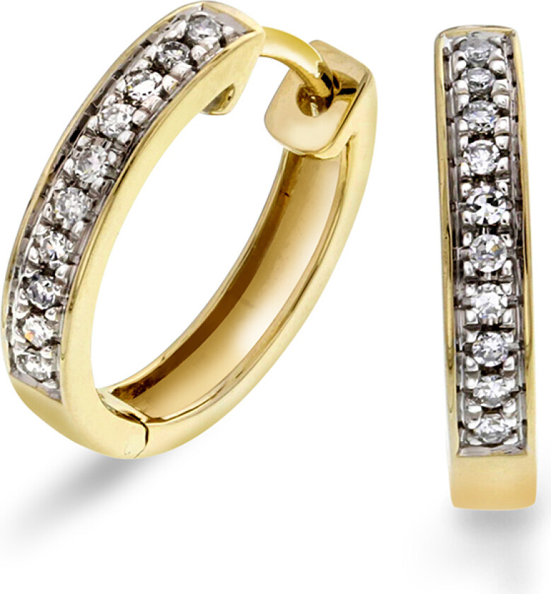 Øreringer i 585 gult gull med diamanter 0,10 ct