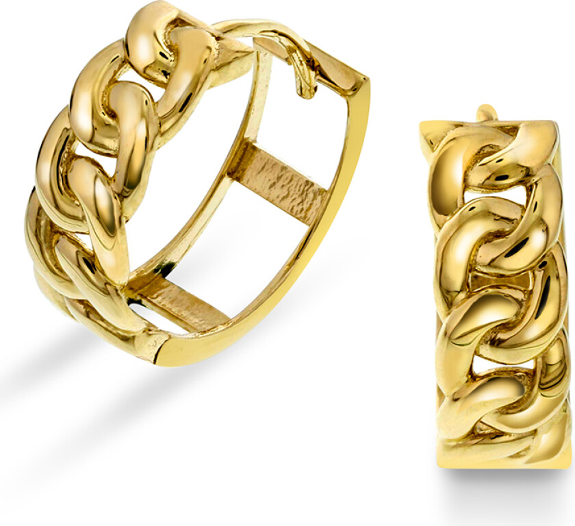 Bilde av Øreringer i 585 gult gull med flettet detalj