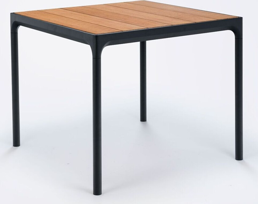 Fire spisebord 90x90 cm svart/bambus aluminium
