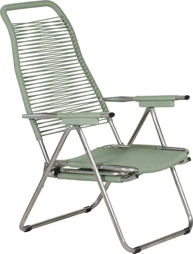 Spaghetti solstol i sage green aluminium