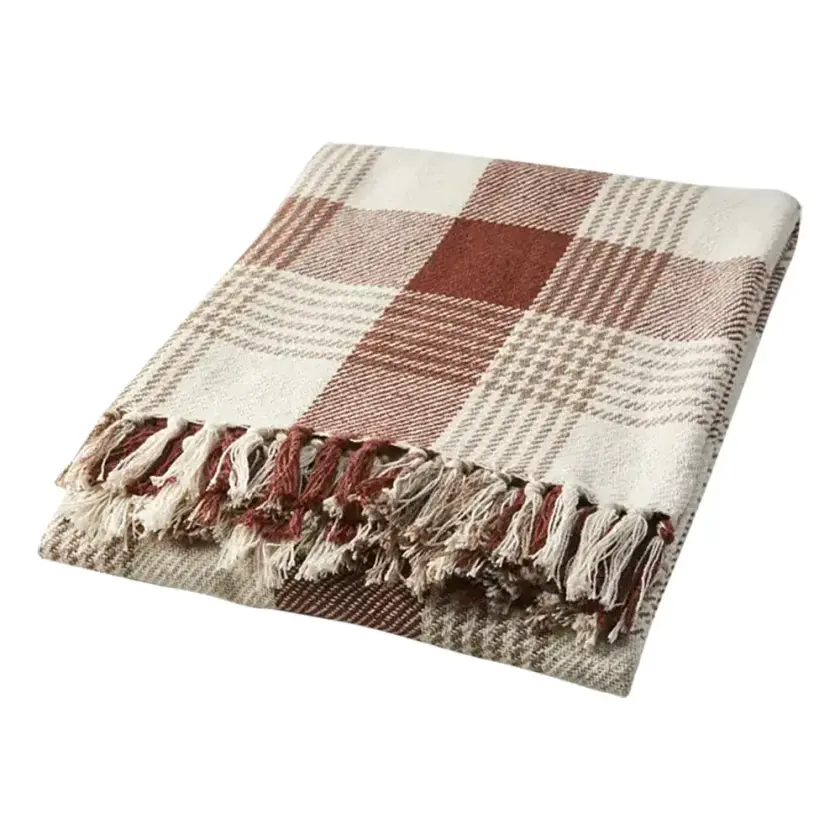 ANNA Pledd Rust/beige/off white