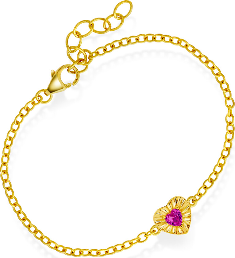 Armbånd til barn i 925 forgylt sølv med zirkonia og hjerte