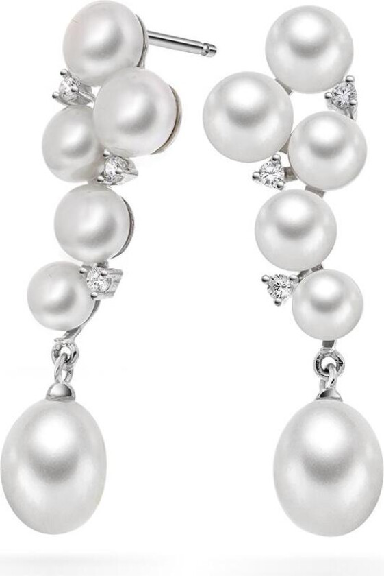 Øredobber i 925 sølv med syntetisk perle og zirkonia