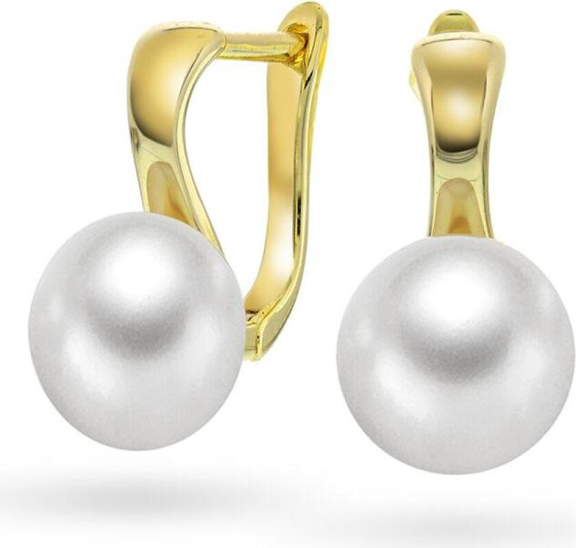 Øredobber i forgylt 925 sølv med syntetisk perle