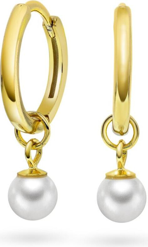 Øredobber i forgylt 925 sølv med syntetisk perle