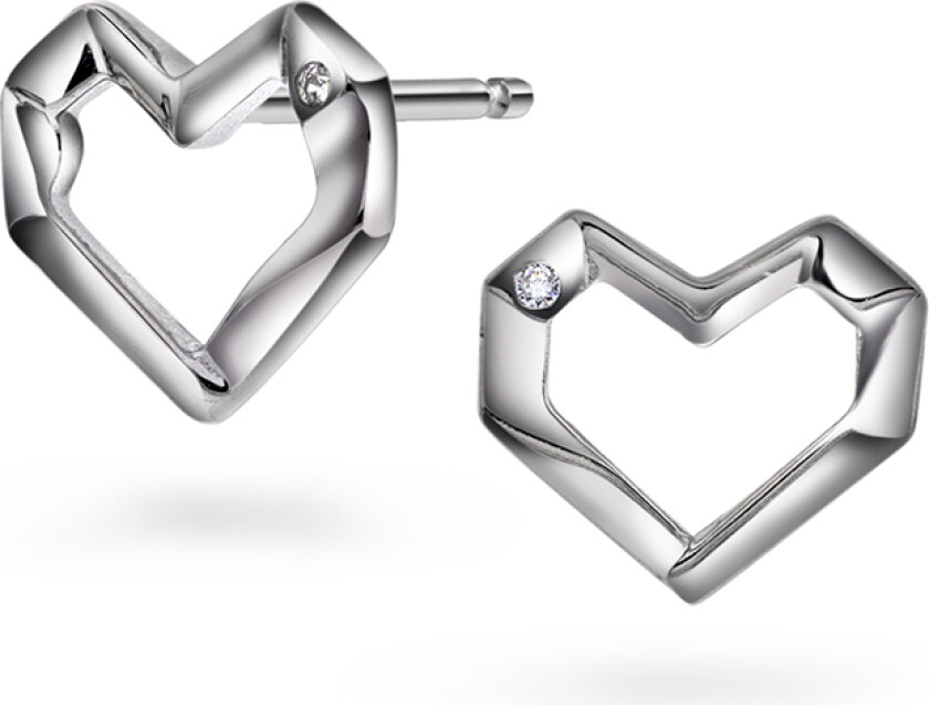 Øredobber i 925 sølv med hjerte