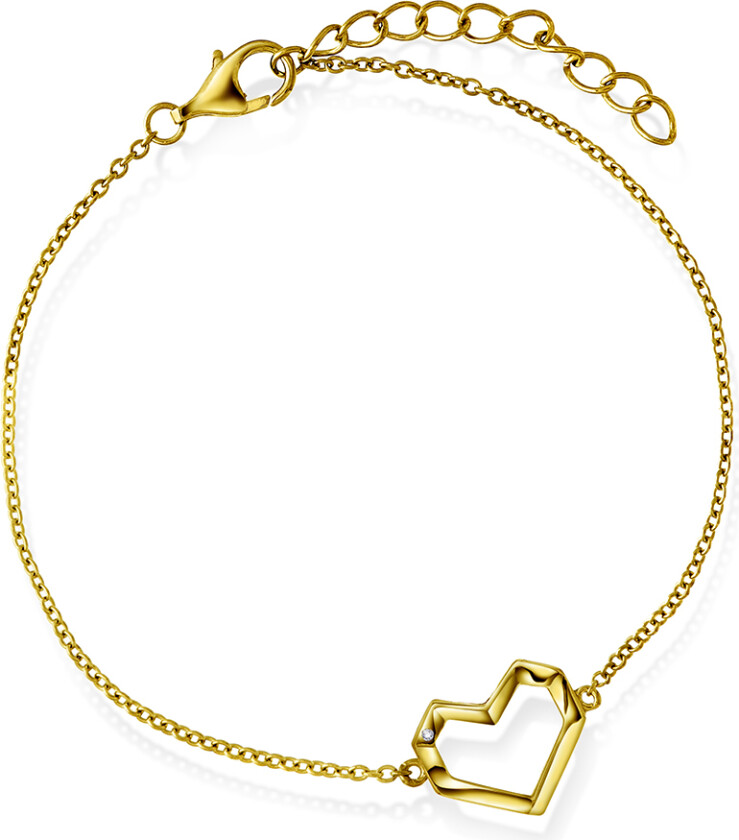 Armbånd i forgylt 925 sølv med hjerte