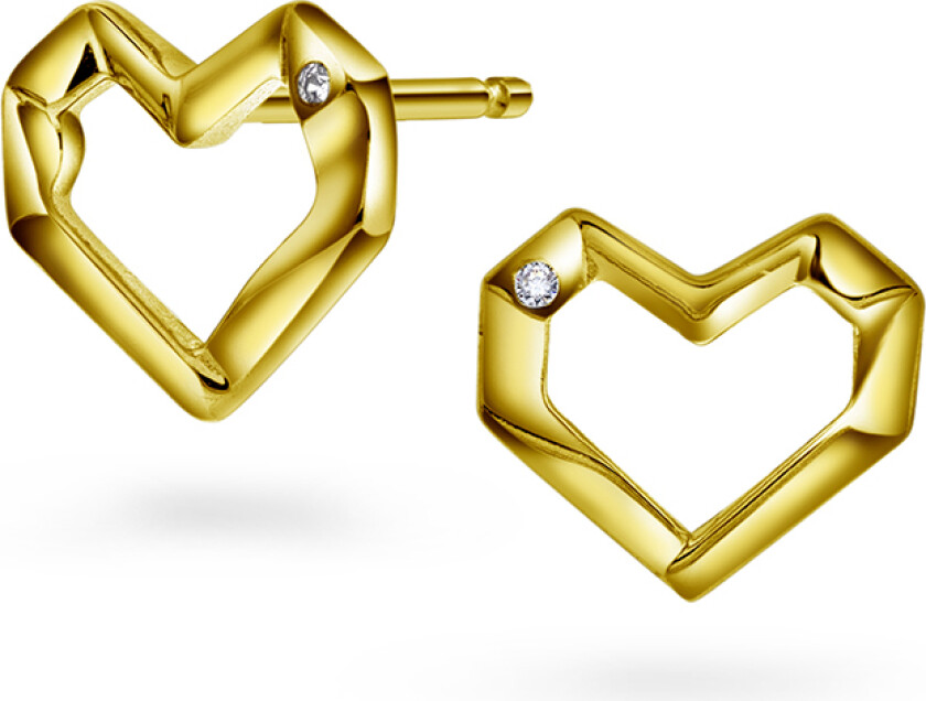 Øredobber i forgylt 925 sølv med hjerte