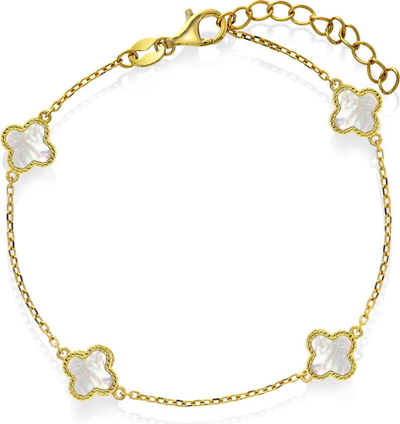 Kløver armbånd i forgylt 925 sølv med perlemor