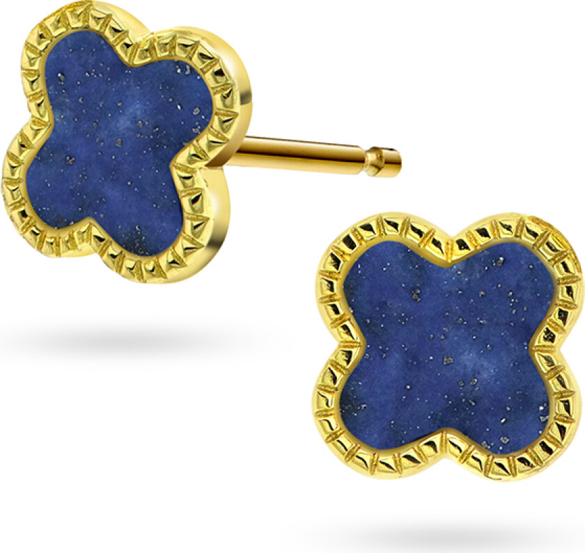 Kløver øredobber i 925 forgylt sølv med havblå lapis lazuli