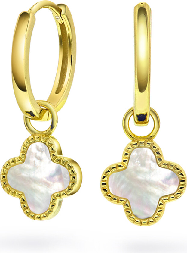 Kløver øreringer i 925 forgylt sølv med perlemor