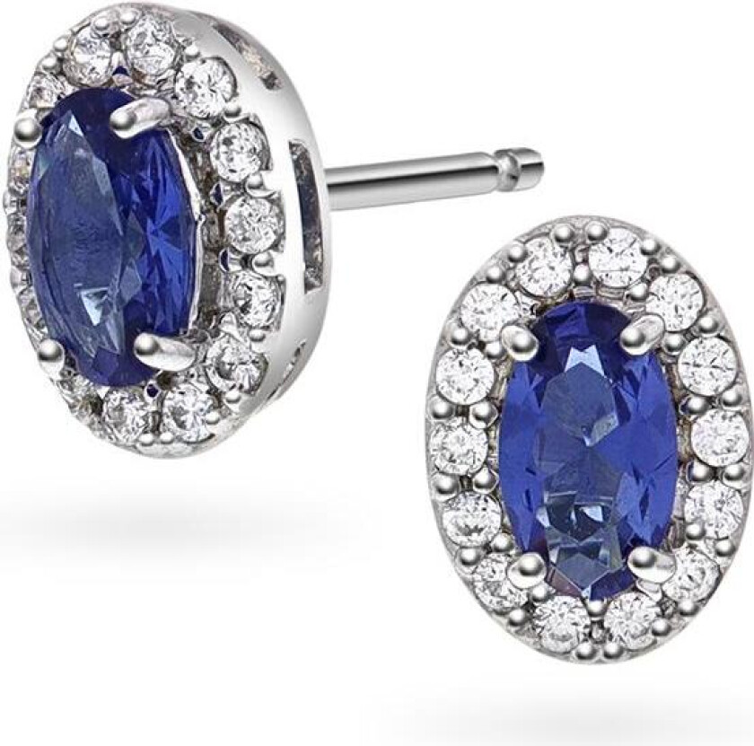 Athens Charm øredobber i 925 sølv med blå zirkonia