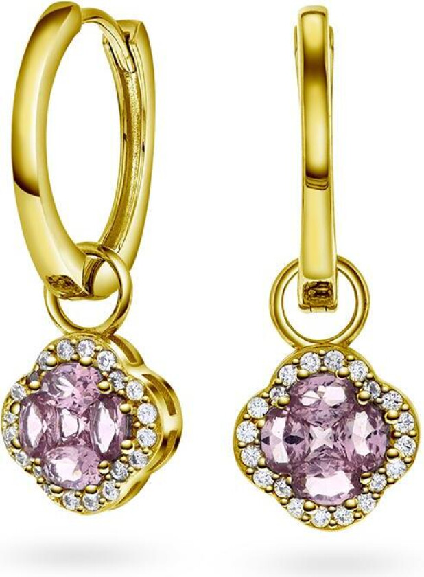 Bilde av Ivy øreringer i forgylt 925 sølv med rosa zirkonia