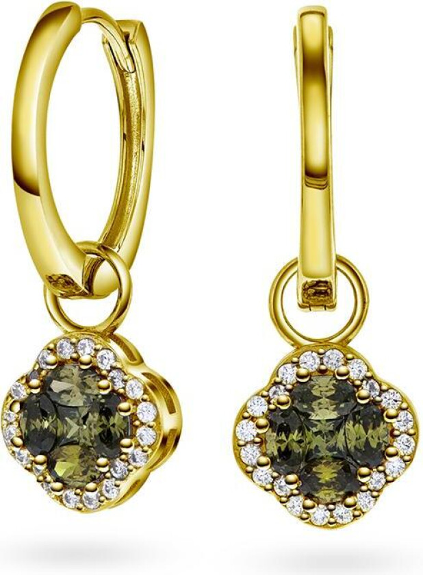 Ivy øreringer i forgylt 925 sølv med oliven zirkonia
