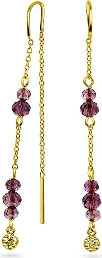 Fairy øredobber i forgylt 925 sølv med plommefargede glasstener