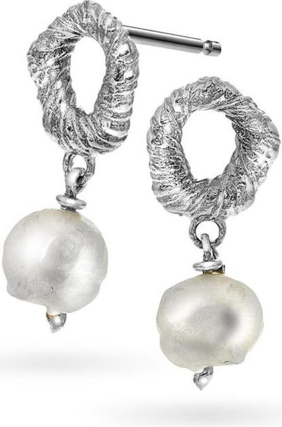 Drop øredobber i sølv med ferskvanns kulturperle