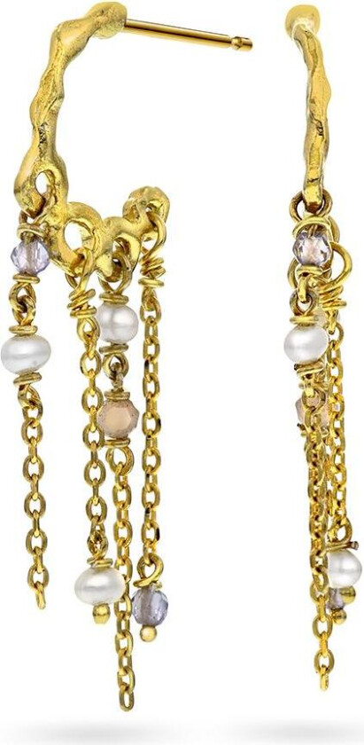 Mist øreringer i forgylt 925 sølv med naturstener