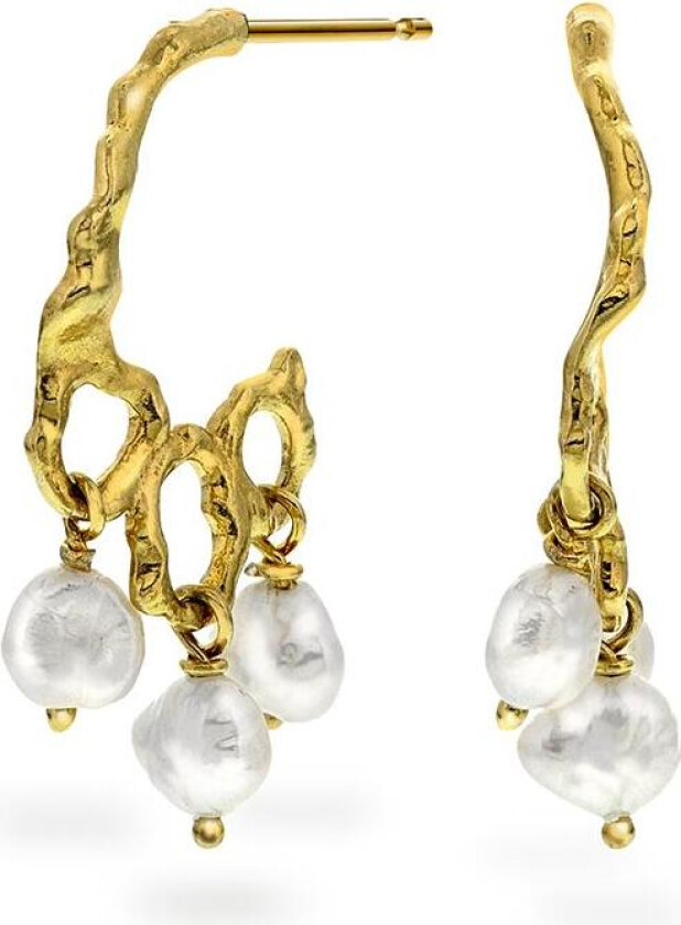 Nature øreringer i forgylt 925 sølv med khesi ferskvannsperler
