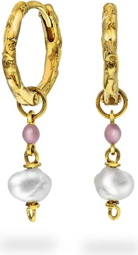 Willow øreringer i forgylt 925 sølv med  khesi ferskvannsperle