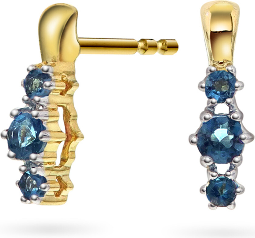 Nora by Gullfunn, Øredobber 375 gult gull med London blå topas