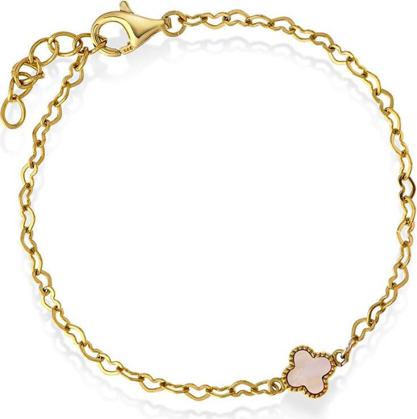 Armbånd til barn i forgylt 925 sølv med kløver i perlemor