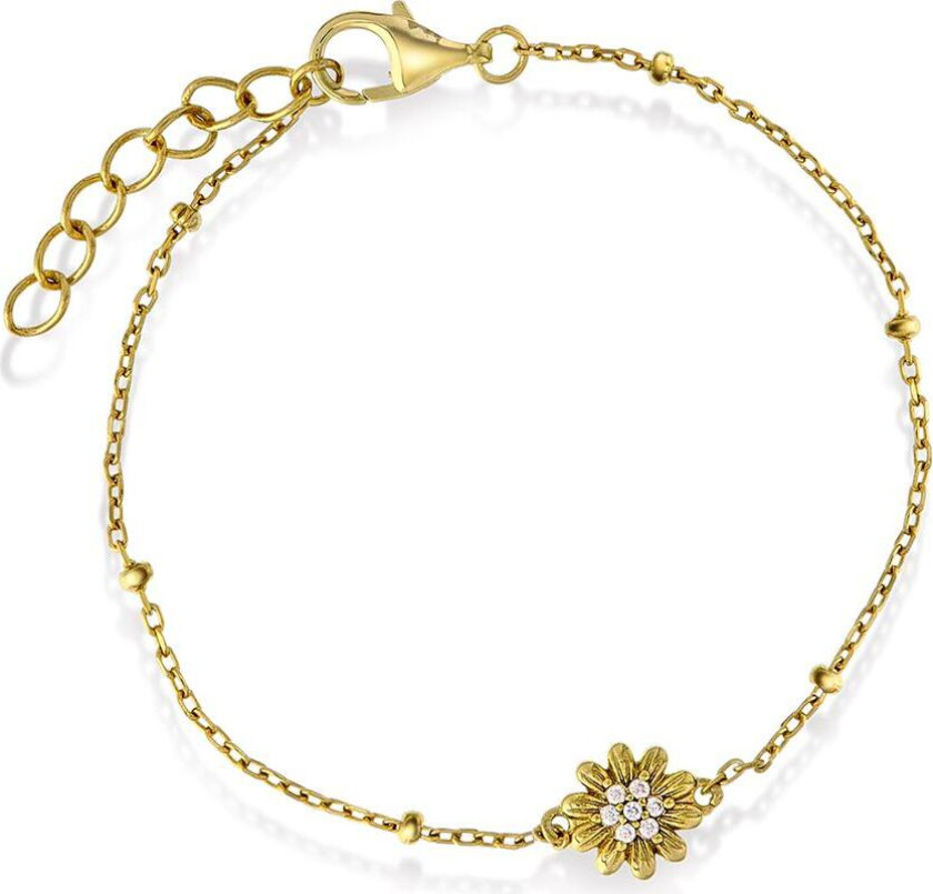 Armbånd til barn i forgylt 925 sølv med blomst og zirkonia