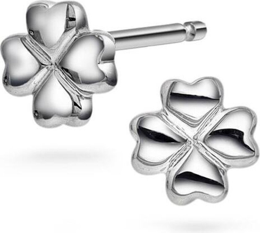 Øredobber til barn i 925 sølv med firkløver