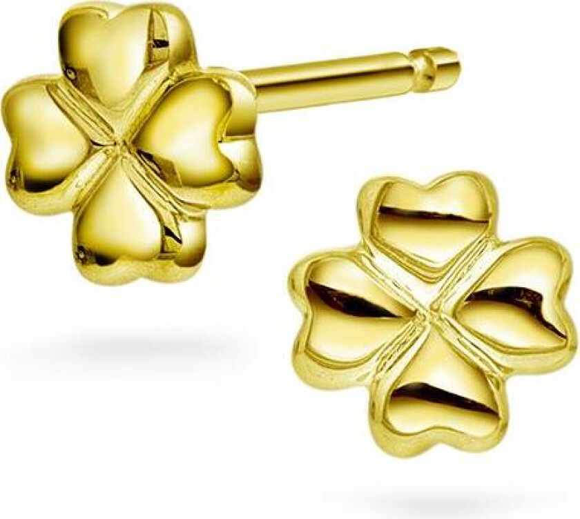 Øredobber til barn i forgylt 925 sølv med firkløver