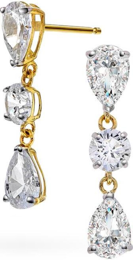 Øredobber i 585 gult gull med zirkonia