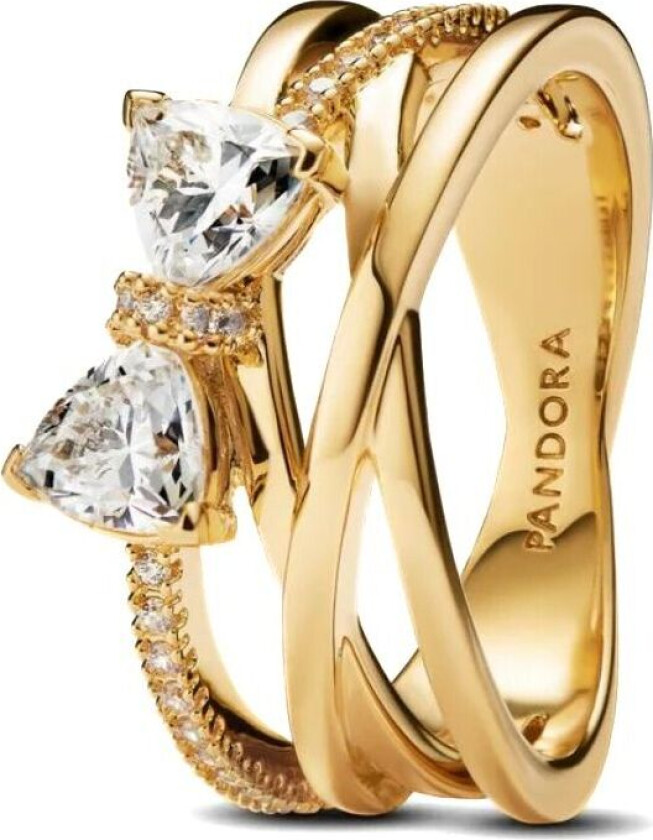 Timeless, Ring i forgylt 925 sølv med sløyfe og zirkonia, str 56