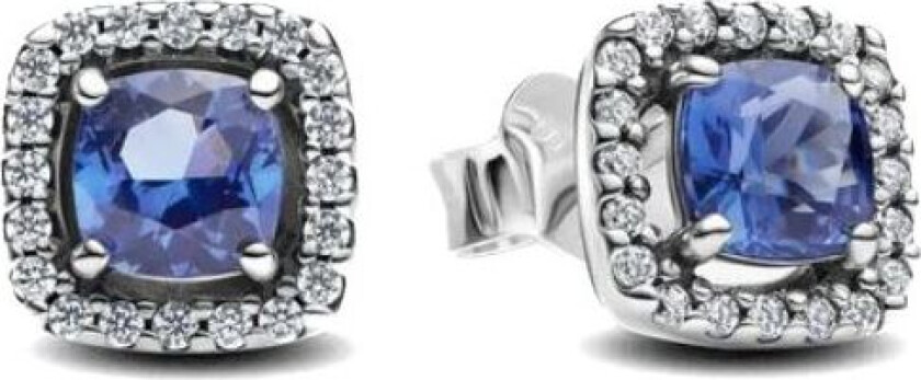 Øredobber i 925 sølv med blå krystall